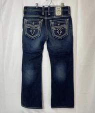 Rock Revival Men’s Bruno Jeans Mens 36 X 32 Boot Cut Denim Pants 