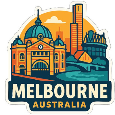 Melbourne Australia Sticker Decal Vinyl Die-Cut City Skyline Landmark Design
