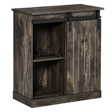 Sideboard Storage Cabinet Serving Bar Buffet with Sliding Barn Door Wine Rack