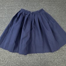 DENNIS Skirt Girls 10 Blue Twill Pleated Pull On Elastic Waist Button Uniform