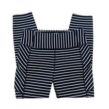 ATHLETA Striped Crop Legging Small navy blue, white yoga athletic casual