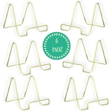 HOHIYA 6 Pcs Plate Stands for Display Holder Gold 3 Inch Twist Wire Iron for