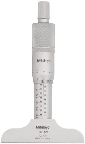 Mitutoyo 128-101 Vernier Depth Gauge  Micrometer Type  0-25mm Range  0.01mm