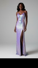 Midnight Doll High Split Purple Sequin Dress Junior Size 3