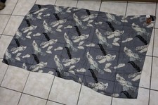 Sharco Blue Grey Black White Leaves Foliage Feather 100% Pure Silk Oblong Scarf