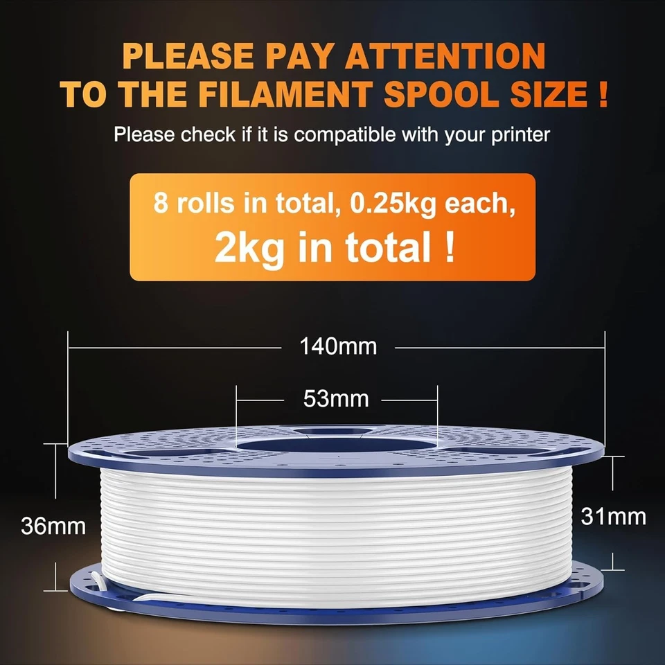 3D Printer Filament Bundle, 8 Colors, 1.75mm PETG, 2kg Total - Image 4 of 4