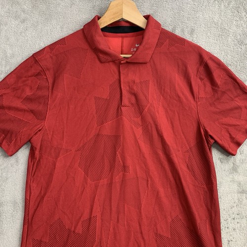 Nike Shirt Herren Small Golf Polo Rot Tiger Woods TW Camo Jacquard CT3801 Freizeit - Bild 5 von 10