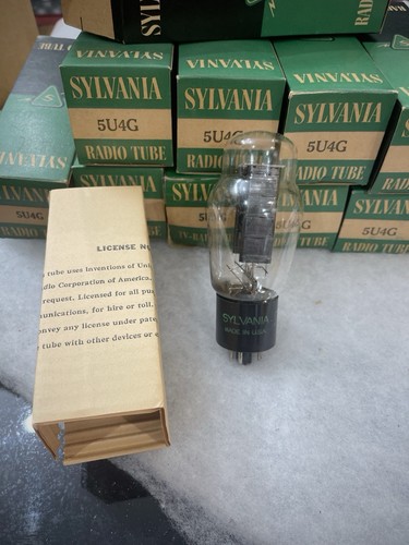 Sylvania 5U4G Black Plates D Getter nuovo con scatola prezzo un tubo - Foto 2 di 9