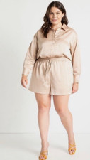 ELOQUII SIZE 16 Tan Satin Romper. Elegant Sop...