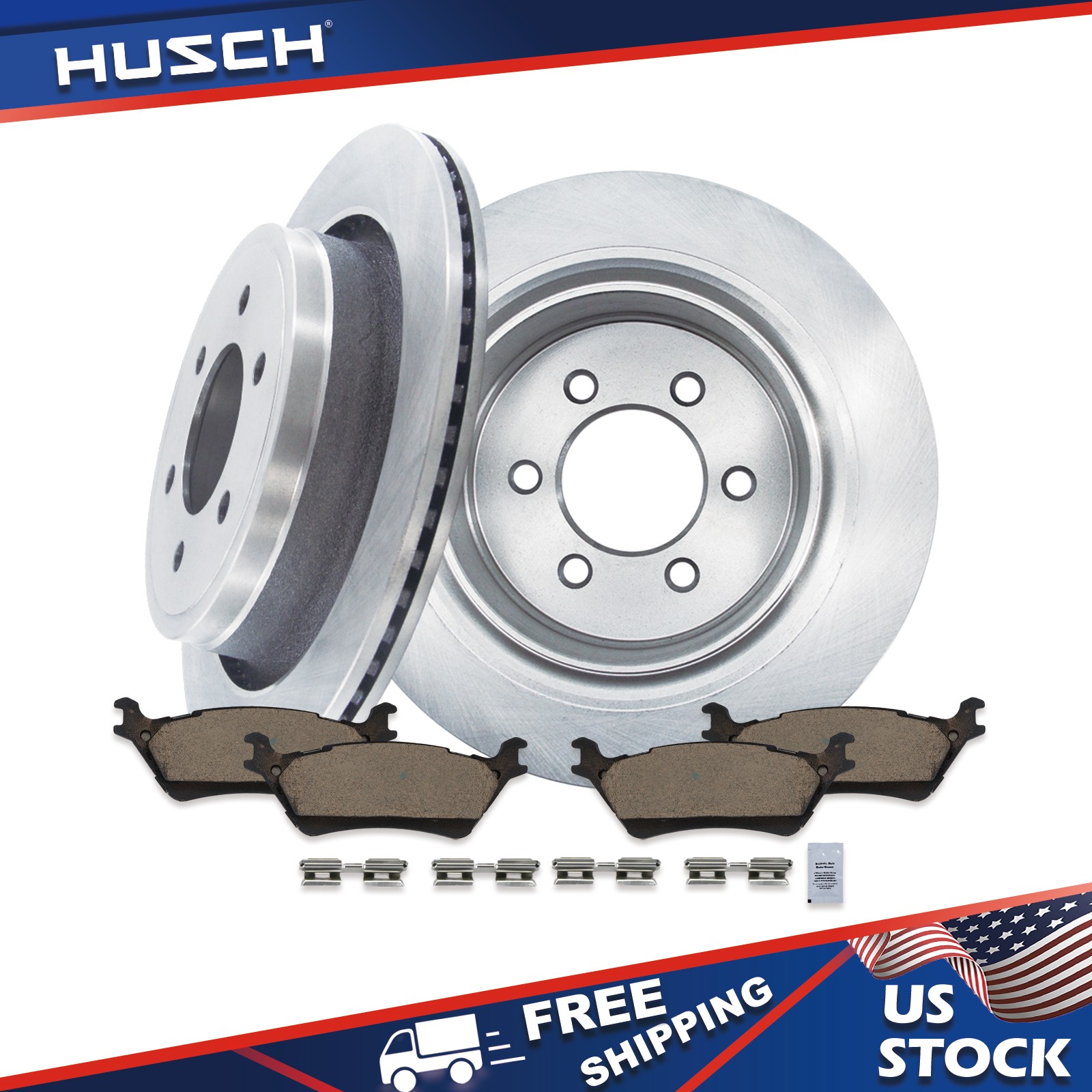 For Ford F-150 Rear Disc Brake Rotors and Ceramic Brake Pads Kit 2012-2020