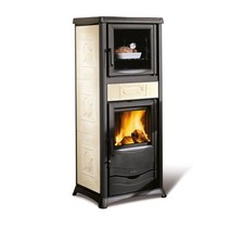STUFA A LEGNA NORDICA ROSSELLA PLUS FORNO.165 CERAMICA LIBERTY PANNA