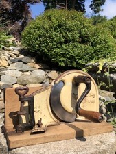 Vintage German Fripu Werke Wood Iron Hand Crank Bread Slicer Meat Butcher Shop