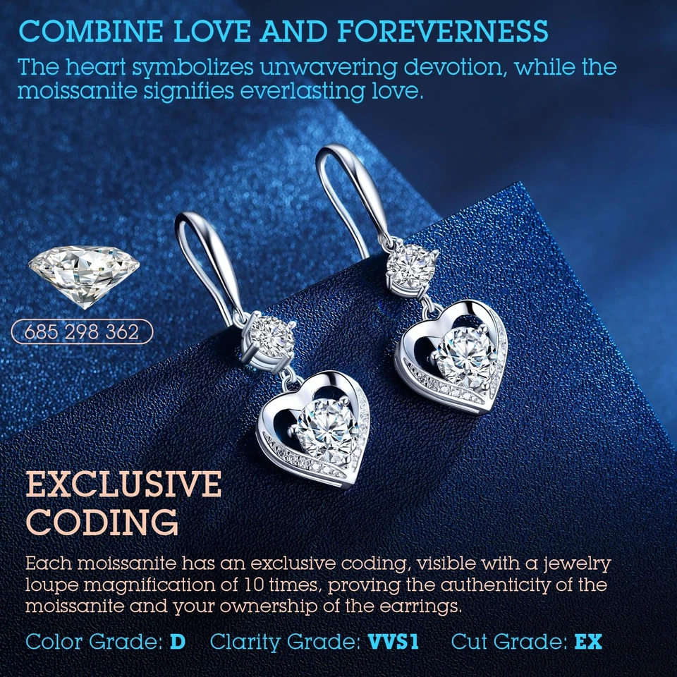 Pendientes Corazón Regalos para Esposa, Grabado 'TE AMO' Regalo para Novia, 4 C... Foto 3 de 4