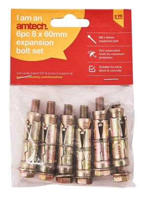 amtech 6 Stück M8x60mm Spreizschrauben