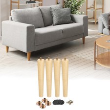 4 Pack Furniture Legs 12 Inch Round Wood Legs for Sofa Chair