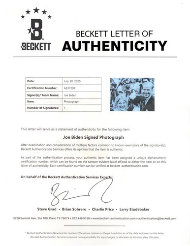President Joe Biden Signed Autograph 8x10 Photo - Campaign Trail w/ Beckett COA - Picture 2 of 4