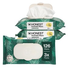 The Honest Company Flushable Wipes, 42 Count Pack of 3 , Tropical Leaves