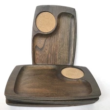 Vtg Wood Serving Snack Trays (4) Art Wood Japan Cheese Charcuterie 9.5x6.25