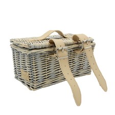 Fahrradkorb für vorne aus Weide mit zwei Fächern und zwei Tassen, mit Logo