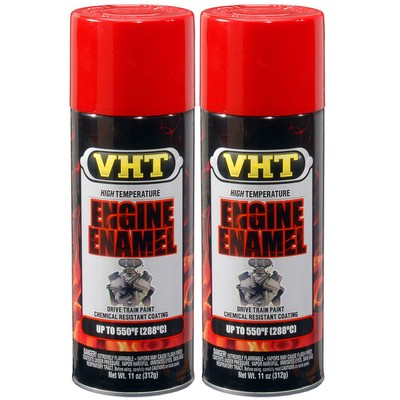 VHT High Temp Paint VHTSP121 (2-PACK); Engine Enamel Universal Bright Red 550°F
