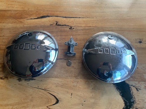 RARE - Used Dodge ? 1935-1936 Locking Hubcaps - 8 1/2 " Artillery Wheel Hub Caps