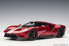 AUTOart 1/18 Ford GT 2017 Metallic Red Silver Stripe Diecast Model Car New