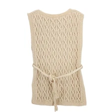 BLARNEY WOOLLEN MILLS Handknit Aran Sweater Tunic Sleeveless Belted XS/S