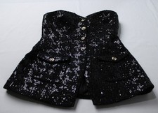 ASTR the Label Women's Milani Tweed Houndstooth Sequin Top LB3 Black Medium