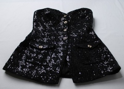 ASTR the Label Women's Milani Tweed Houndstooth Sequin Top LB3 Black Medium