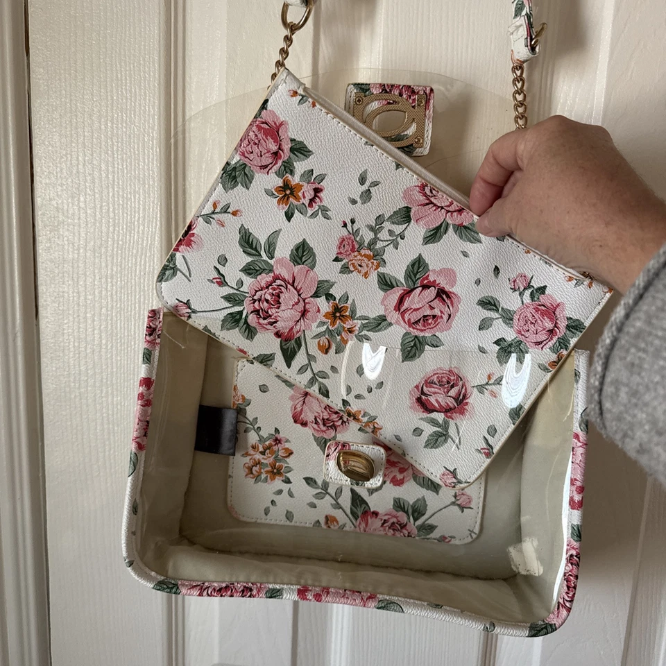 Bebe женщин прозрачный Jodie прозрачный цветочный поворот замок наплечная сумка - Изображение 4 из 4