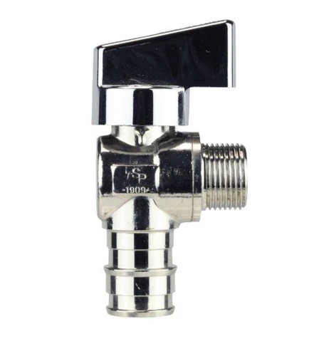 E-Z TURN BALL VALVE ANGLE STOP 1/2" CRIMP PEX X 3/8" OD COMP AQUAFLOW LSP PRODUC