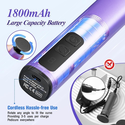 2 in 1 Electric Foot Callus Remover for Feet Rechargeable, 900RPM Foot Filer ... - Picture 3 of 7