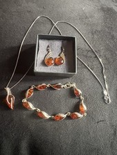 Sterling Silver Amber Jewellery Set