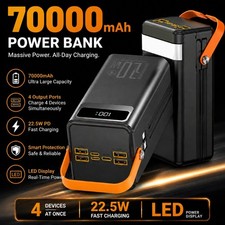 Power Bank 70000mAh 120W PD Fast Charging w/Cable LED USB-C Battery Pack Charger