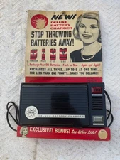 Vintage Battery Charger General Store Counter Advertising Display Card Sign