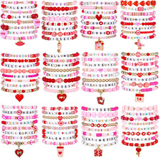 Valentine's Day 96-Piece Heart Beaded Bracelet Set for Gifts and Parties