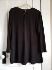LAUREN RALPH BLACK long sleeve 3 blocks WOMEN XL BLOUSE