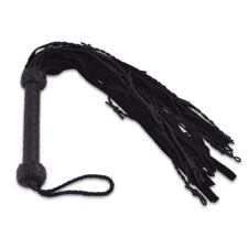 Real Genuine Cow Hide Suede Leather Flogger with Thorny Fall 24 Black Heavy Duty