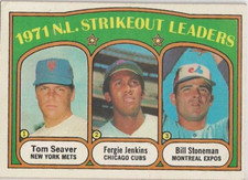 1972 Topps Baseball - 1971 NL Strikeout Leaders Seaver + Jenkins + Stoneman #95