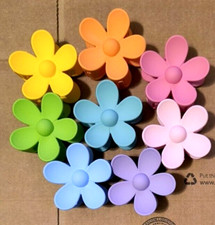 New 8-Pk Large Flower Claw Hair Clips Women Summer Spring Colors Festive Beauty
