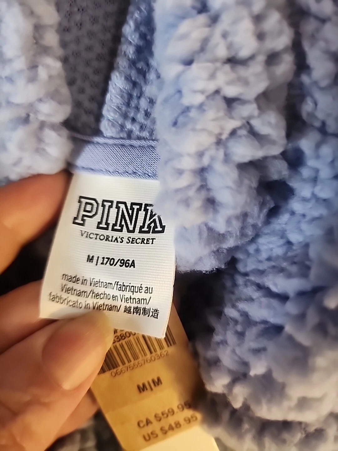 UNDERCOVER Felpa con cappuccio Victoria’s Secret ROSA Sherpa Fuzzy nuova con etichette taglia media BLU