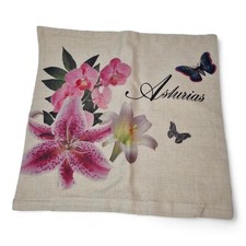 Square Cushion Cover Lilly Orchid Floral Zip Linen Cushion Cover