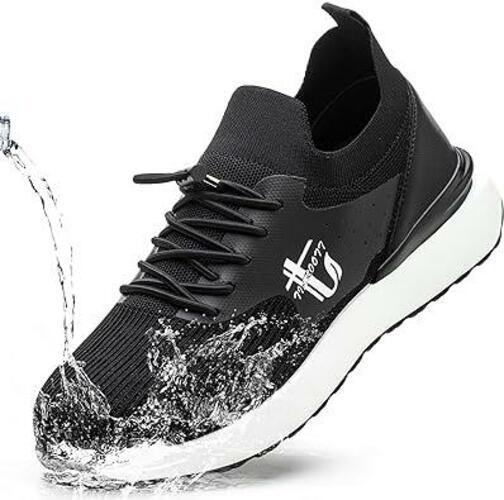 Waterproof Steel Toe Shoes for Men Women Lightweight Slip Resistant 12 BLACK