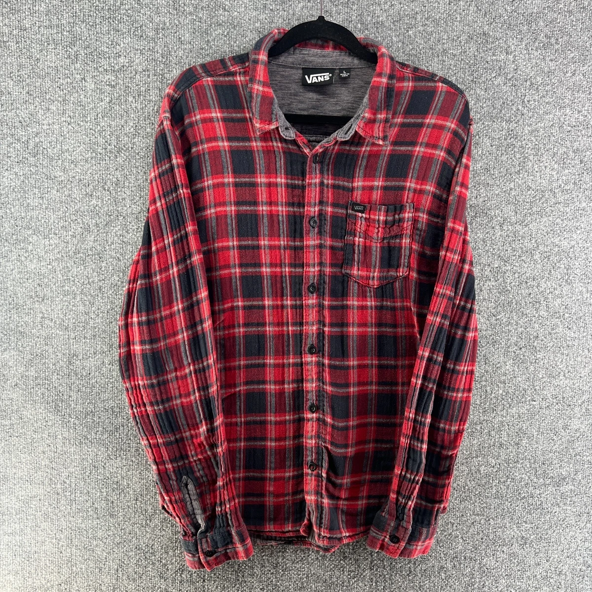 Vans red checkerboard store shirt