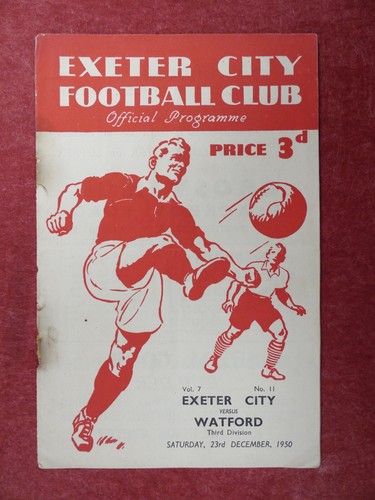 EXETER CITY v WATFORD | 1950/1951 | DIV. 3 (SOUTH) | 23 DEC 1950 | UK FREEPOST