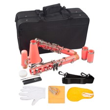 Pink ABS Clarinet Bb Cupronickel Plated Nickel 17 Key Woodwind Instrument