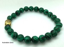 Malachite Bracelet Healing Stone Round Beads 8mm Bracelets Buddha Heart Chakra 