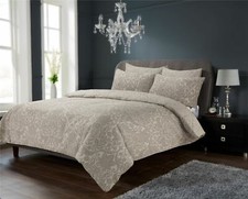 Chantilly Duvet Quilt Cover Set, Bed Linen Double King Size, Grey Natural