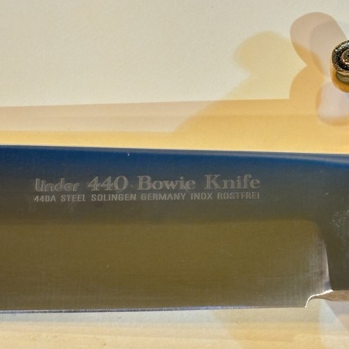 Linder Classic Stag Crown Bowie Knife 206820 NOS Mint Solingen German Bone NIB - Picture 5 of 11