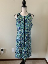ANN TAYLOR Women Size 8 Multicolor Sleeveless Crew Neck A Line Dress